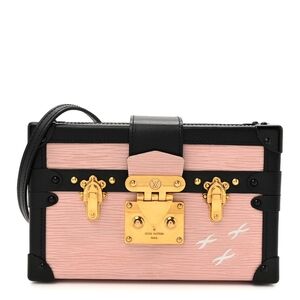 Authenticated LV LOUIS VUITTON Epi Petite Malle TRUNK Rose Ballerine BABY PINK